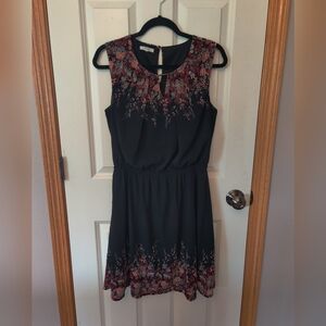 Elegant Black and Red Floral Dress